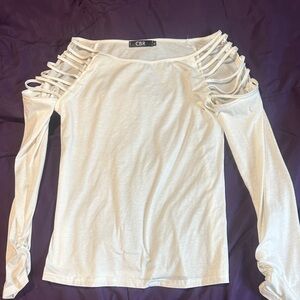 CBR Cream Long Sleeve Top with Cut-Out Design